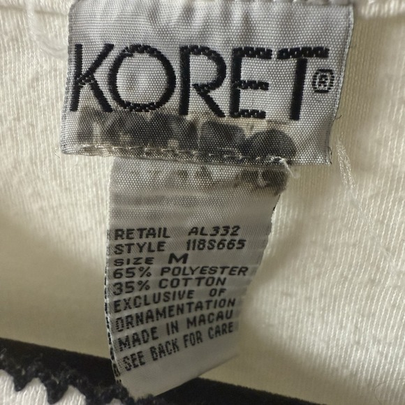 KORET Womens White Embroidered T-Shirt Top Size M Short Sleeve Crew Neck Accent - Picture 4 of 6